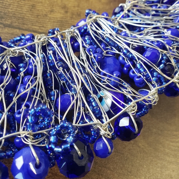 Cobalt Sapphire Blue Handmade Necklace one of a kind Monster High Cleo Wardrobe - Picture 8 of 9